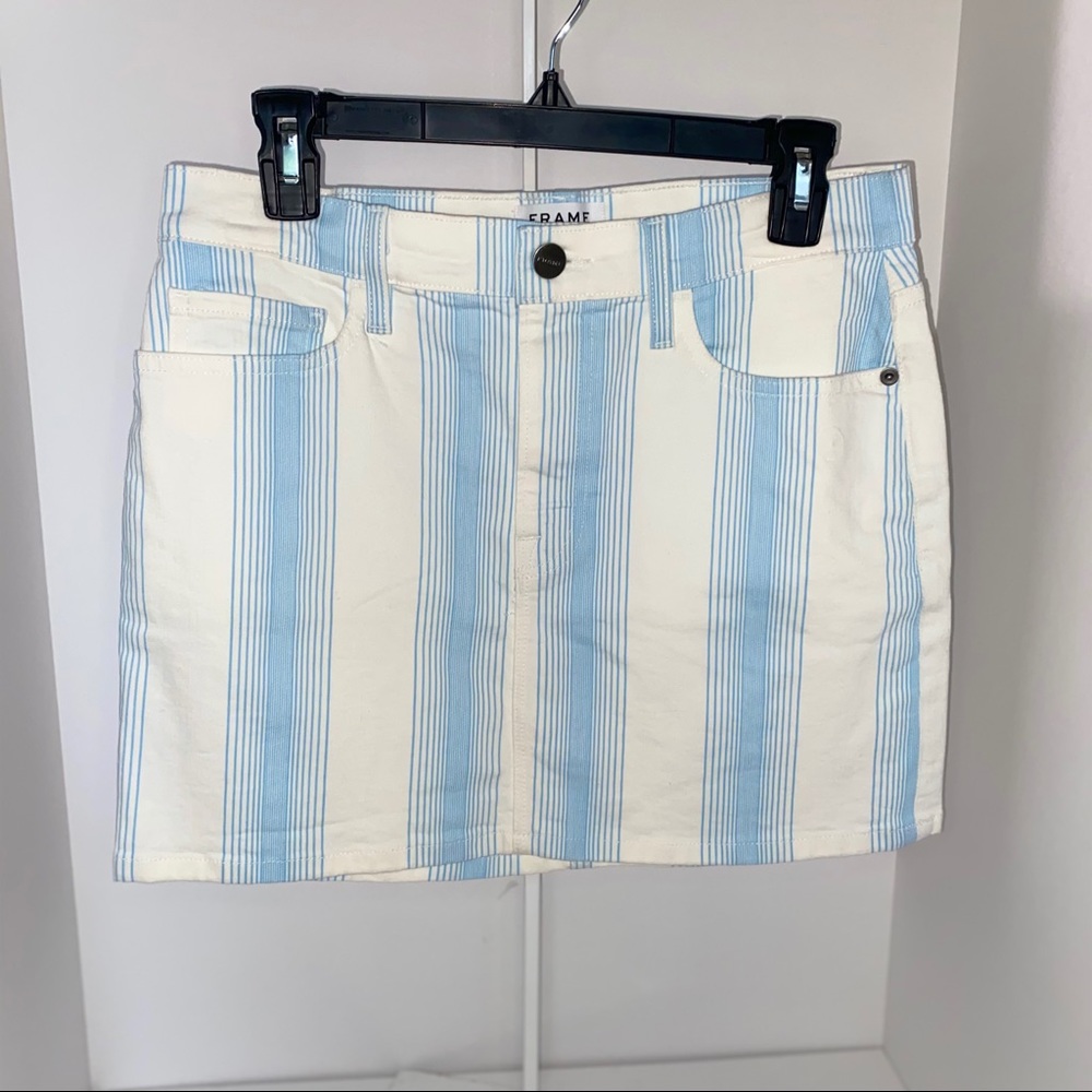 FRAME Le Striped Denim Mini Skirt - Picture 2 of 4